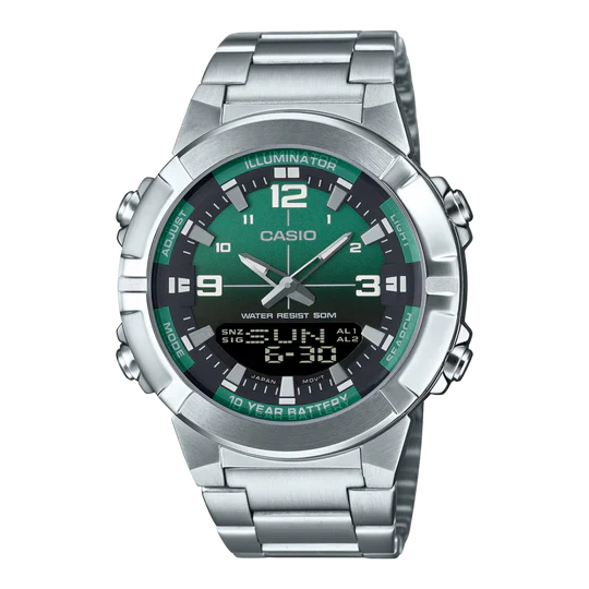 Casio Analog Digital Combination Stainless Steel Blue Dial Quartz AMW-880D-2A1V Men's Watch
